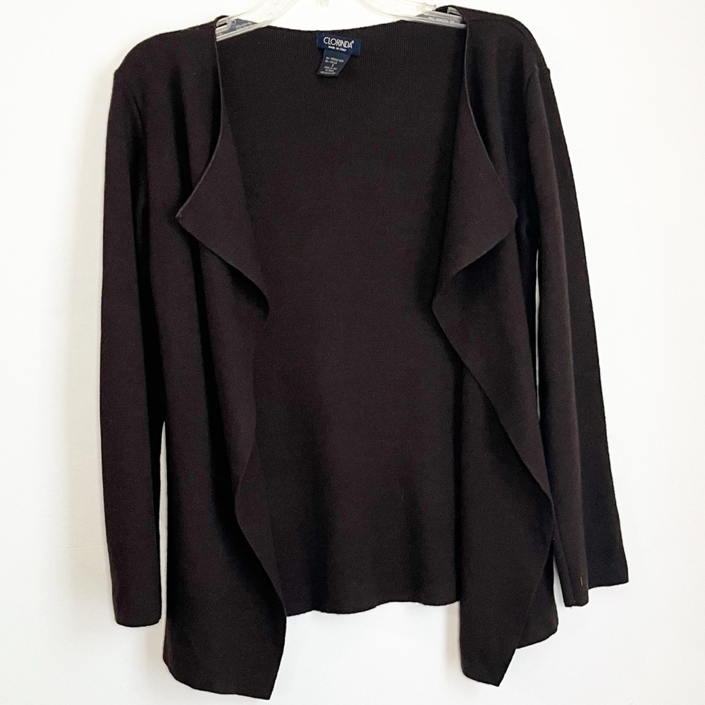 Clorinda Brown Open Front Cardigan Woman’s Wool Blend Sweater